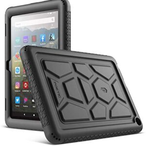 Poetic TurtleSkin Case Designed for All-New Kindle Fire HD 8 Tablet and Fire HD 8 Plus Tablet (10th Gen, 2020 Release), Heavy Duty Shockproof Kids Friendly Silicone Bumper Protective Case Cover, Black