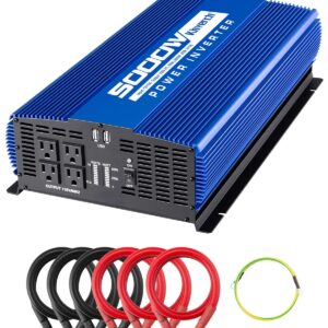 kinverch 5000W Power Inverter 12V to 110V Car Inverter with 4AC Outlets 2USB Ports for Camping/Truck/RV/Home