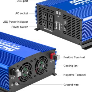 kinverch 5000W Power Inverter 12V to 110V Car Inverter with 4AC Outlets 2USB Ports for Camping/Truck/RV/Home