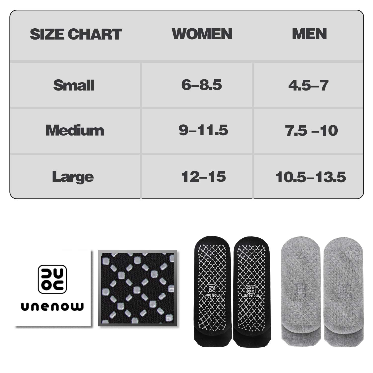 unenow Unisex Non Slip Socks with Grips Cushion for Yoga Pilates Barre Home & Hospital