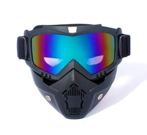 dplus motorcycle goggles dirt bike atv motocross anti-uv adjustable riding offroad protective combat tactical military spooky decor skull goggles for men women kids youth adult (colorful)
