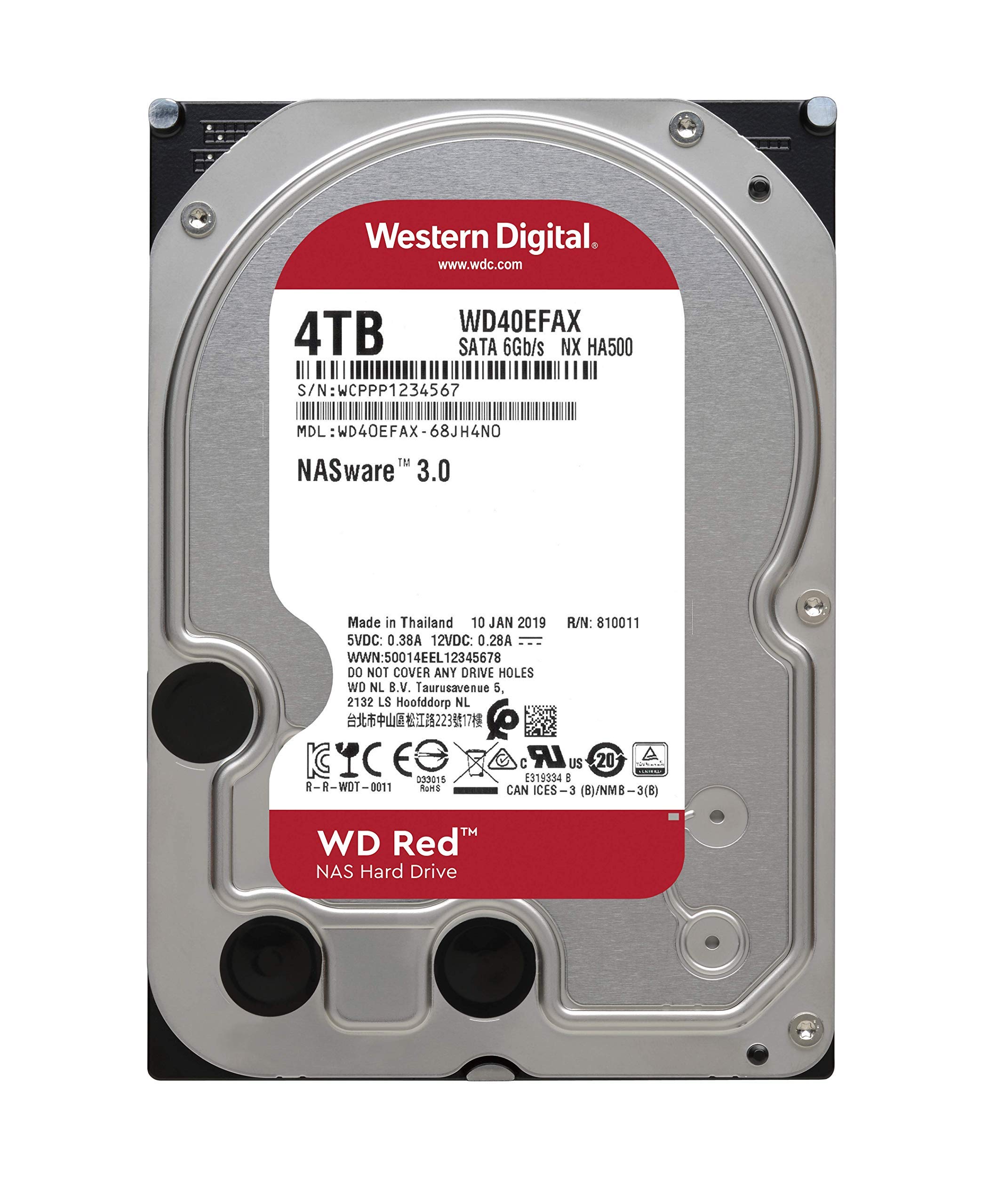 WD Red 4TB NAS Internal Hard Drive - 5400 RPM Class, SATA 6 Gb/s, SMR, 256MB Cache, 3.5" - WD40EFAX (Renewed)