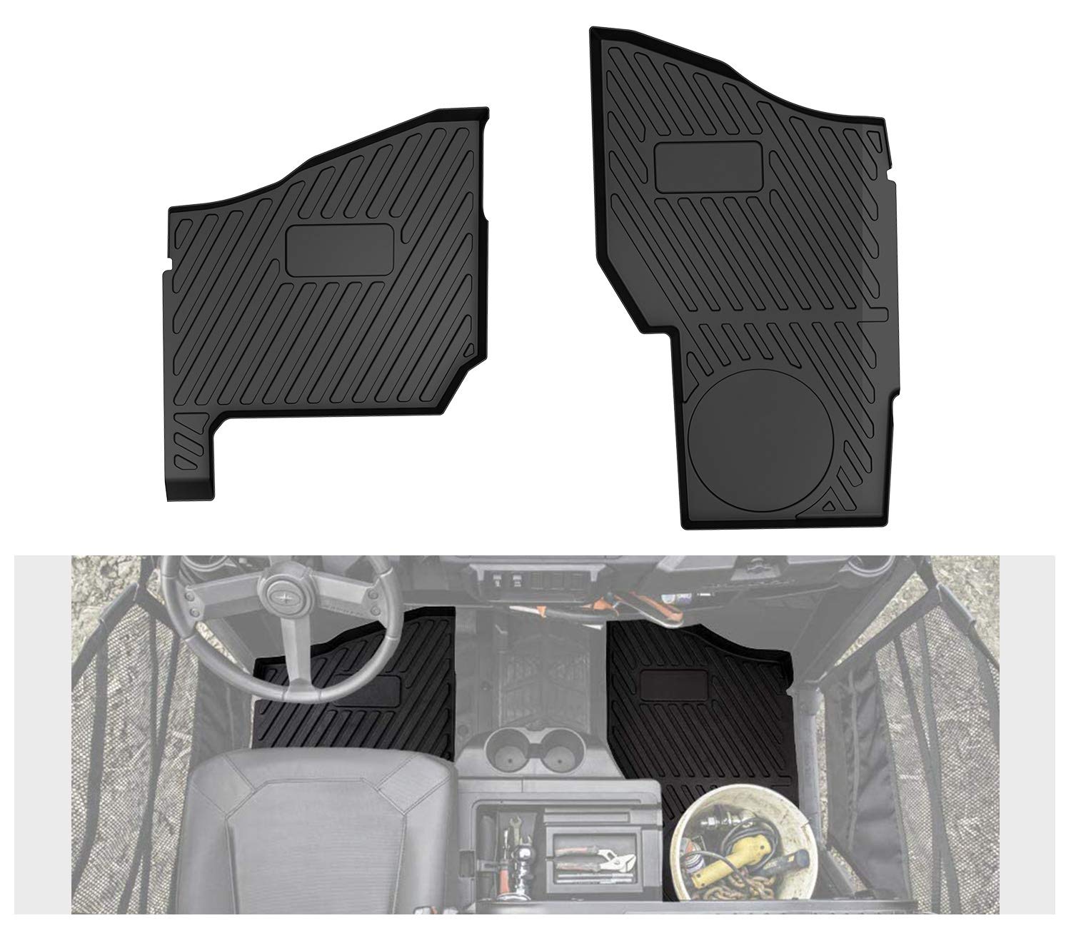 Front Floor Mats, A & UTV PRO All Weather Floor Liners for 2018-2024 Polaris Ranger XP 1000 Crew Accessories, Replace # 2882780,TPE Material Slush Liner