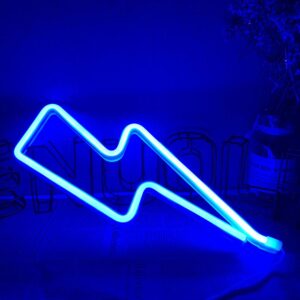 Blue Lightning Bolt Wall Light,LED Lightning Bolt Neon Sign Decor Light Wall Decor for Christmas,Birthday party,Kids Room, Living Room, Wedding Party Decor