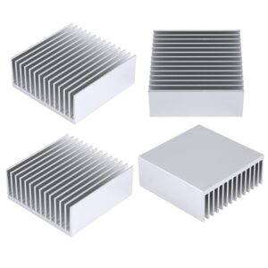 awxlumv 4pcs 50mm aluminum heatsink kit 50x50x20mm/ 1.57" (l) x 1.57"(w) x 0.79"(h) heat sink cooler for gpu cpu peltier plate module router amplifier led chipset heat radiator cooling fin (sliver)