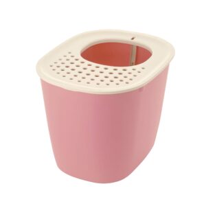 richell paw trax top entry cat litter box, hooded cat litter pan, enclosed litter box, salmon pink