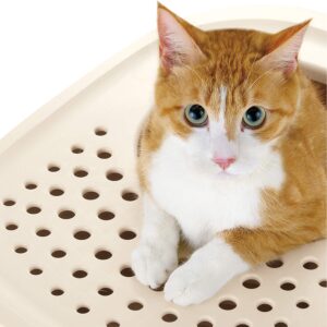 Richell PAW TRAX Top Entry Cat Litter Box, Hooded Cat Litter Pan, Enclosed Litter Box, Salmon Pink