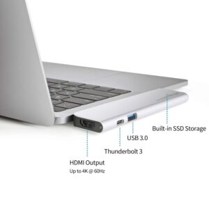 MINIX NEO SD4 USB-C Multiport 480GB SSD Storage Hub for Apple MacBook Air/Pro | 4K@60Hz Display | Thunderbolt 3 | USB 3.0,Sold Technology Limited.(Silver)