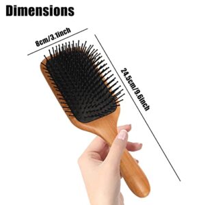 olelo Hair Brush Natural Wooden Paddle Brush for Thick Curly Thin Long Short Wet or Dry Hair Eco-Friendly Beech Massage Scalp Brush for Women Men and Kids (square，black)