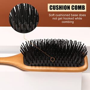 olelo Hair Brush Natural Wooden Paddle Brush for Thick Curly Thin Long Short Wet or Dry Hair Eco-Friendly Beech Massage Scalp Brush for Women Men and Kids (square，black)