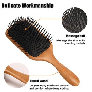 olelo Hair Brush Natural Wooden Paddle Brush for Thick Curly Thin Long Short Wet or Dry Hair Eco-Friendly Beech Massage Scalp Brush for Women Men and Kids (square，black)