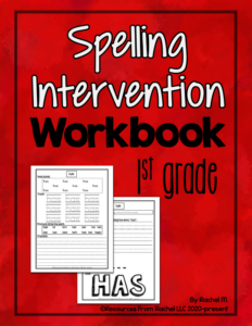 spelling intervention workbook 1st grade