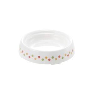 richell non-tip & skid cat dish extra small, spill proof smart edge, dishwasher safe cat feeder, 3.8 oz of wet food, white