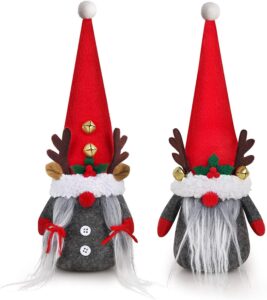 d-fantix 2pack reindeer christmas gnomes plush with bell, handmade swedish tomte santa scandinavian figurine nordic plush elf doll gnome ornaments gnomes christmas decorations home decor gifts