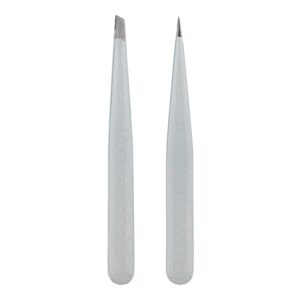 japonesque pointed & slant tweezers natural shimmer set, precision crafted, hand sharpened tips for shaping and defining brows
