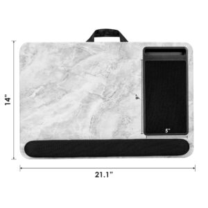 LAPGEAR Home Office Pro Lap Desk with Wrist Rest, Mouse Pad, and Phone Holder - White Marble - Fits up to 15.6 Inch Laptops - Style No. 91591