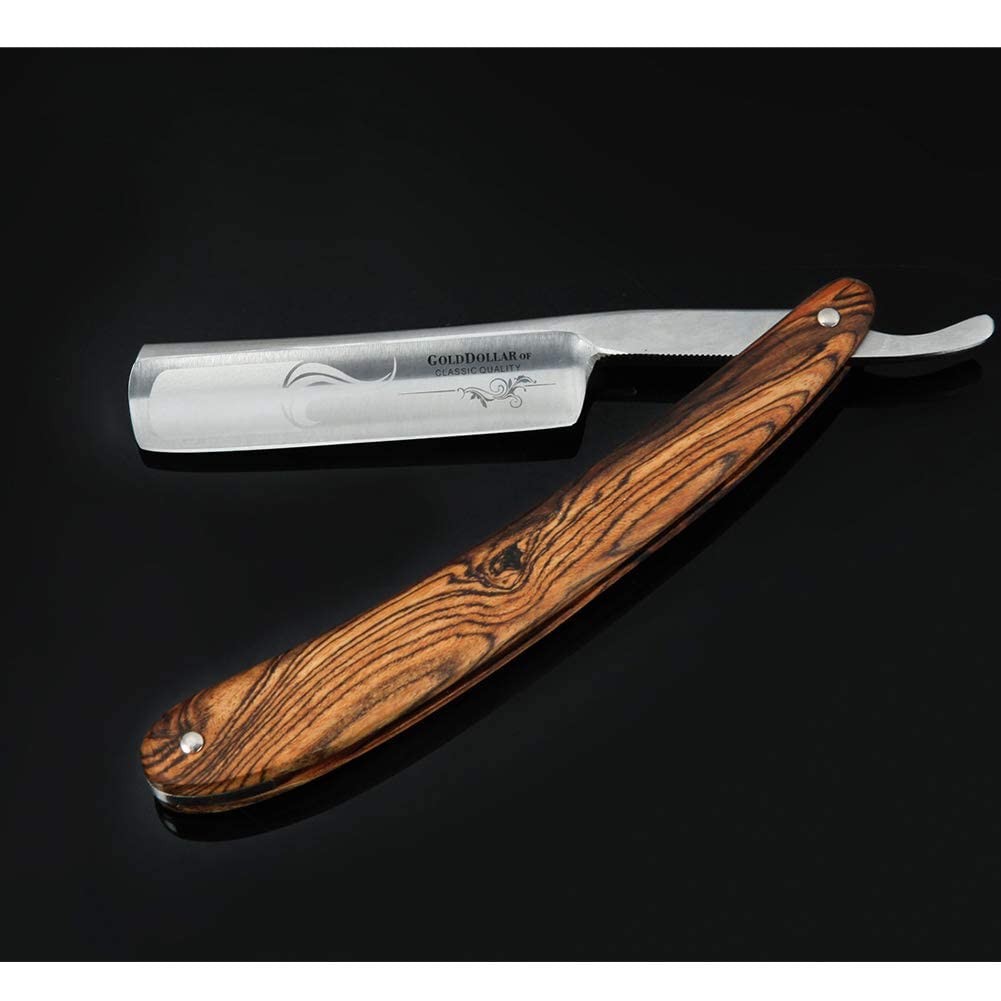 Straight Razor SHAVE READY-Shaving Knife Sharp, Steel Cutthroat Straight Edge Blade Vintage Wood Handle Barber Approved