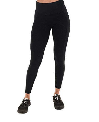 Spalding Women's Activewear Cotton Blend High Waist Legging with Pockets, 25.5" Inseam Black