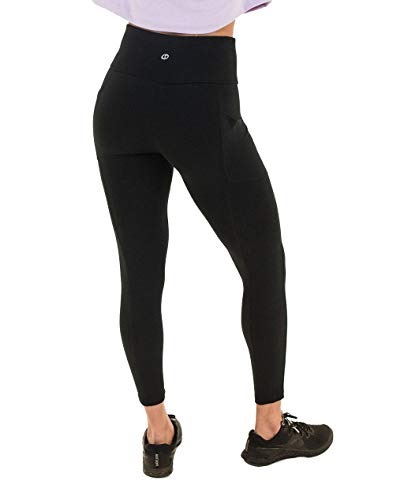 Spalding Women's Activewear Cotton Blend High Waist Legging with Pockets, 25.5" Inseam Black