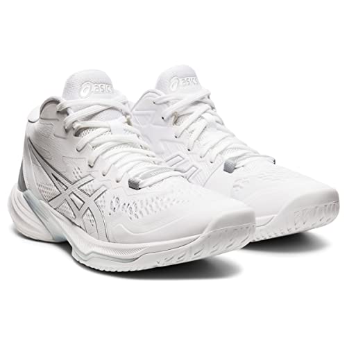 ASICS Women's Sky Elite FlyteFoam Mid Top 2 Volleyball Shoes, 8.5, White/White