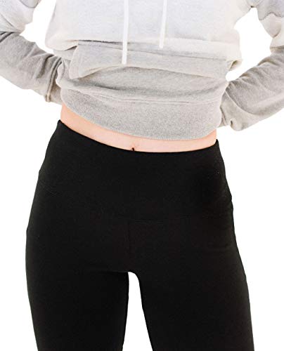 Spalding Womens Activewear Cotton Spandex Yoga Pant with Pocket Leggings, Black, Large US