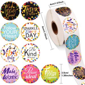 1000 Pieces Confetti Positive Sayings Stickers Colorful Positive Quote Stickers Removable Confetti Stickers Self Adhesive Roll Stickers for Classroom Bulletin Board