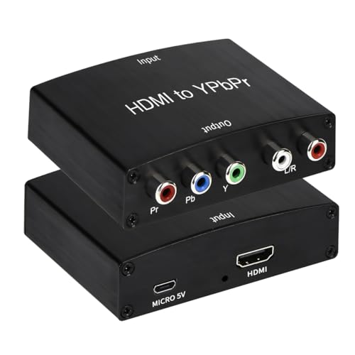 HDMI to Component Converter with Scaler Function, HDMI to YPbPr 5RCA RGB Scaler Adapter V1.4 with R/L Audio Output Support for MacBook TV Blu-Ray DVD PS4 DVD, PSP, Xbox 360,Amazon Fire TV