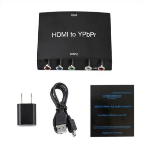 HDMI to Component Converter with Scaler Function, HDMI to YPbPr 5RCA RGB Scaler Adapter V1.4 with R/L Audio Output Support for MacBook TV Blu-Ray DVD PS4 DVD, PSP, Xbox 360,Amazon Fire TV