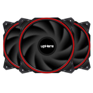 uphere long life 120mmquiet edition red led case fan for pc cases, cpu coolers, and radiators 3-pack,en12rd3