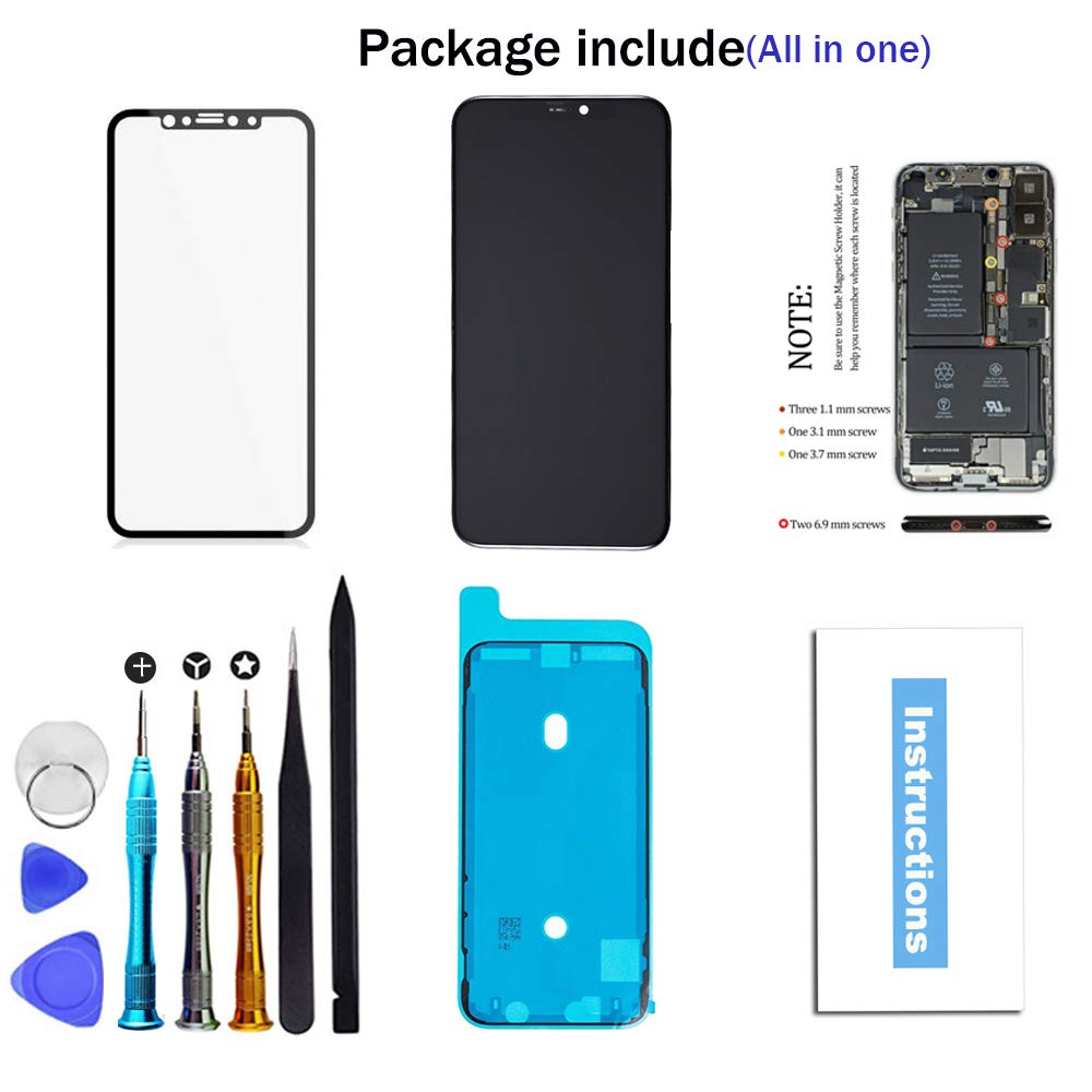 for iPhone Xs Max Screen Replacement 6.5 inch LCD Touch Screen Display Digitizer Repair Kit Assembly with Complete Repair Tools