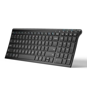 iclever wireless keyboard gka22s rechargeable keyboard with number pad, full-size stainless steel ultra slim keyboard, 2.4g stable connection wireless keyboard for imac, mackbook, pc, laptop