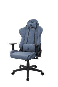 arozzi torretta premium soft fabric gaming chair, breathable fluid-repellent ergonomic office chair with adjustable height, 3d armrest & 2 supportive pillows (blue)