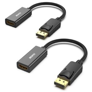benfei 4k displayport to hdmi adapter 2 pack, uni-directional dp 1.2 computer to hdmi 1.4 screen gold-plated dp display port to hdmi adapter (male to female) compatible with lenovo dell hp passive