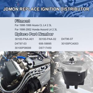 JDMON Compatible with Ignition Distributor Acura Honda Accord LX EXCL L4 2.3L 1998 1999 2000 2001 2002 Replace 30100-PAA-A01 30100-PAA-02 Includes Ignition Module Cap And Rotor