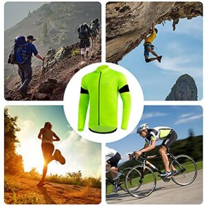 Dooy Men's Cycling Jersey Long Sleeve Bike Shirts Full Zipper Biking Jerseys with 3 Rear Pockets, Breathable MTB Shirt Series(Yellow,Medium)