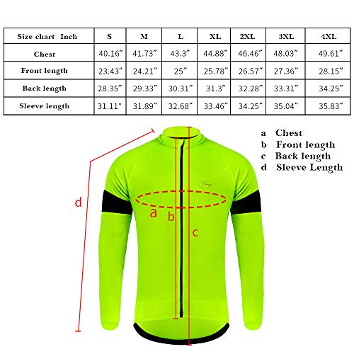 Dooy Men's Cycling Jersey Long Sleeve Bike Shirts Full Zipper Biking Jerseys with 3 Rear Pockets, Breathable MTB Shirt Series(Yellow,Medium)