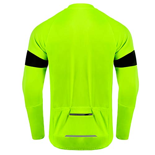 Dooy Men's Cycling Jersey Long Sleeve Bike Shirts Full Zipper Biking Jerseys with 3 Rear Pockets, Breathable MTB Shirt Series(Yellow,Medium)