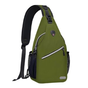 mosiso sling backpack, multipurpose crossbody shoulder bag travel hiking daypack, army green, medium
