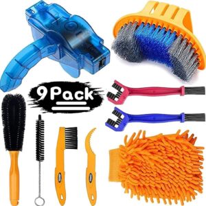 focopot bike cleaning kit (9pcs), including chain cleaner for cycling,bicycle clean brush tools for mountain/mt/road/bmx bike