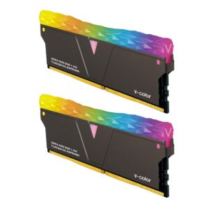 v-color prism pro ddr4 16gb(8gbx2)-3200mhz (pc4-25600) cl16 rgb gaming desktop ram memory udimm hynix ic - jet black (tl8g32816c-e6prkwk)