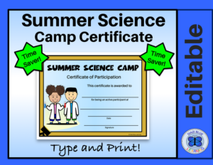 summer science camp certificate - future scientists