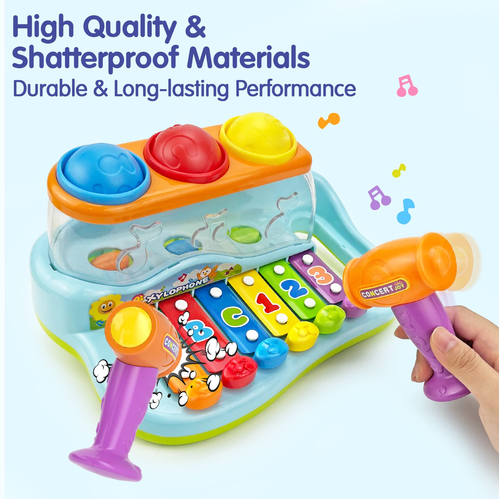 HOLA Toys for 1 Year Old Girl Boy Birthday Gifts, Baby Toys 12-18 Months Pound & Tap Hammer Xylophone Toys for Toddlers 1-3 Boys Girls, Baby & Toddler Toys Age 1-2 3, 1 Year Old Boy Girl Toys Gifts