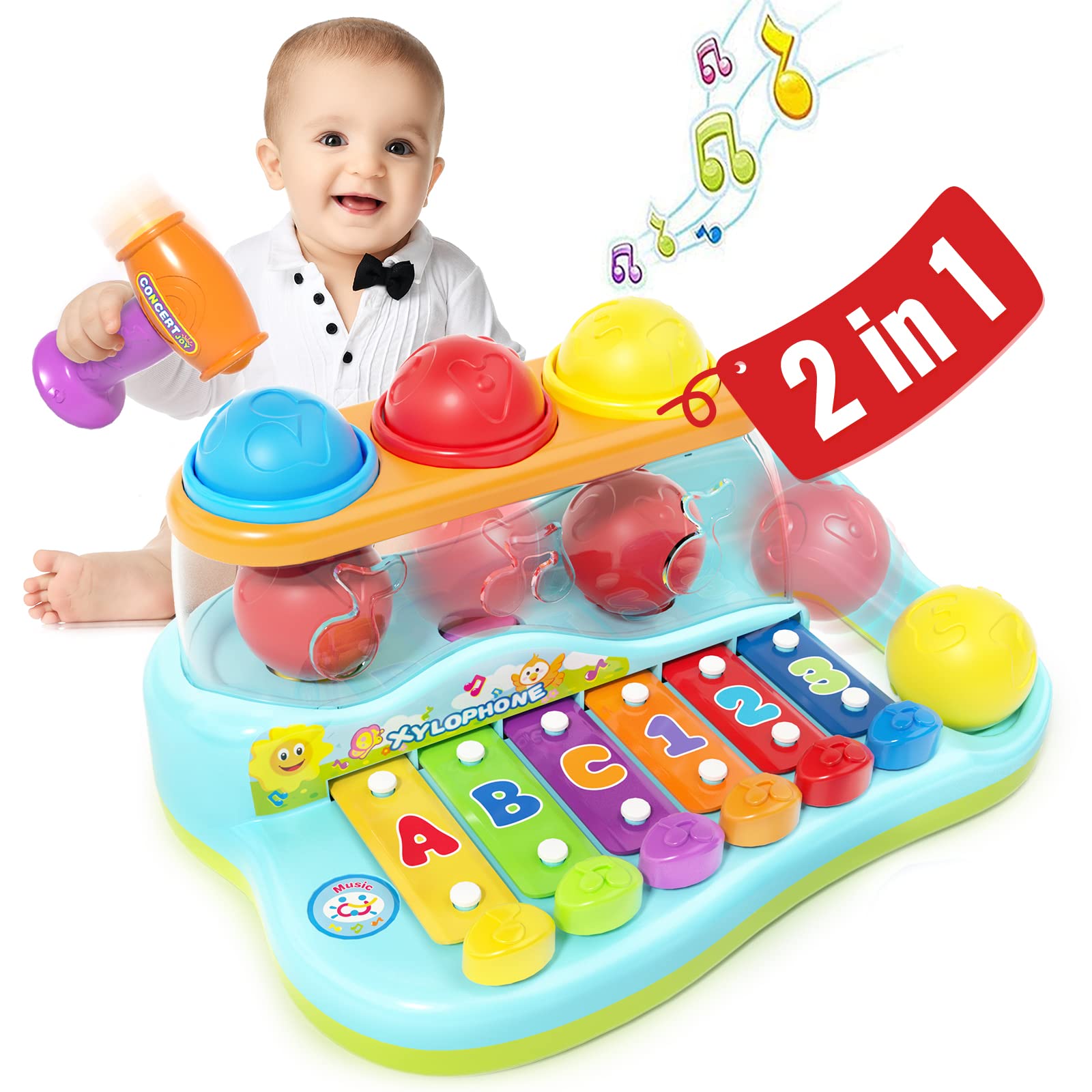 HOLA Toys for 1 Year Old Girl Boy Birthday Gifts, Baby Toys 12-18 Months Pound & Tap Hammer Xylophone Toys for Toddlers 1-3 Boys Girls, Baby & Toddler Toys Age 1-2 3, 1 Year Old Boy Girl Toys Gifts