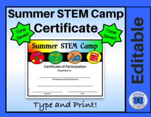 summer stem camp certificate