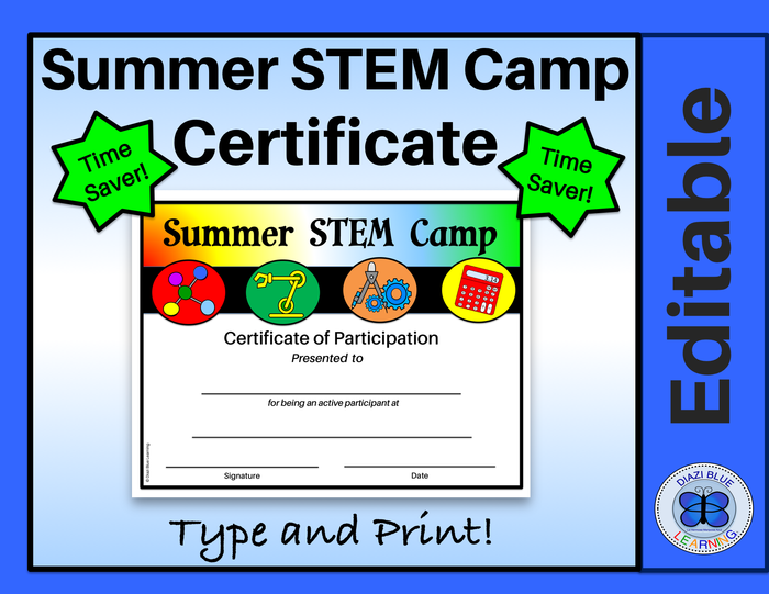 Summer STEM Camp Certificate