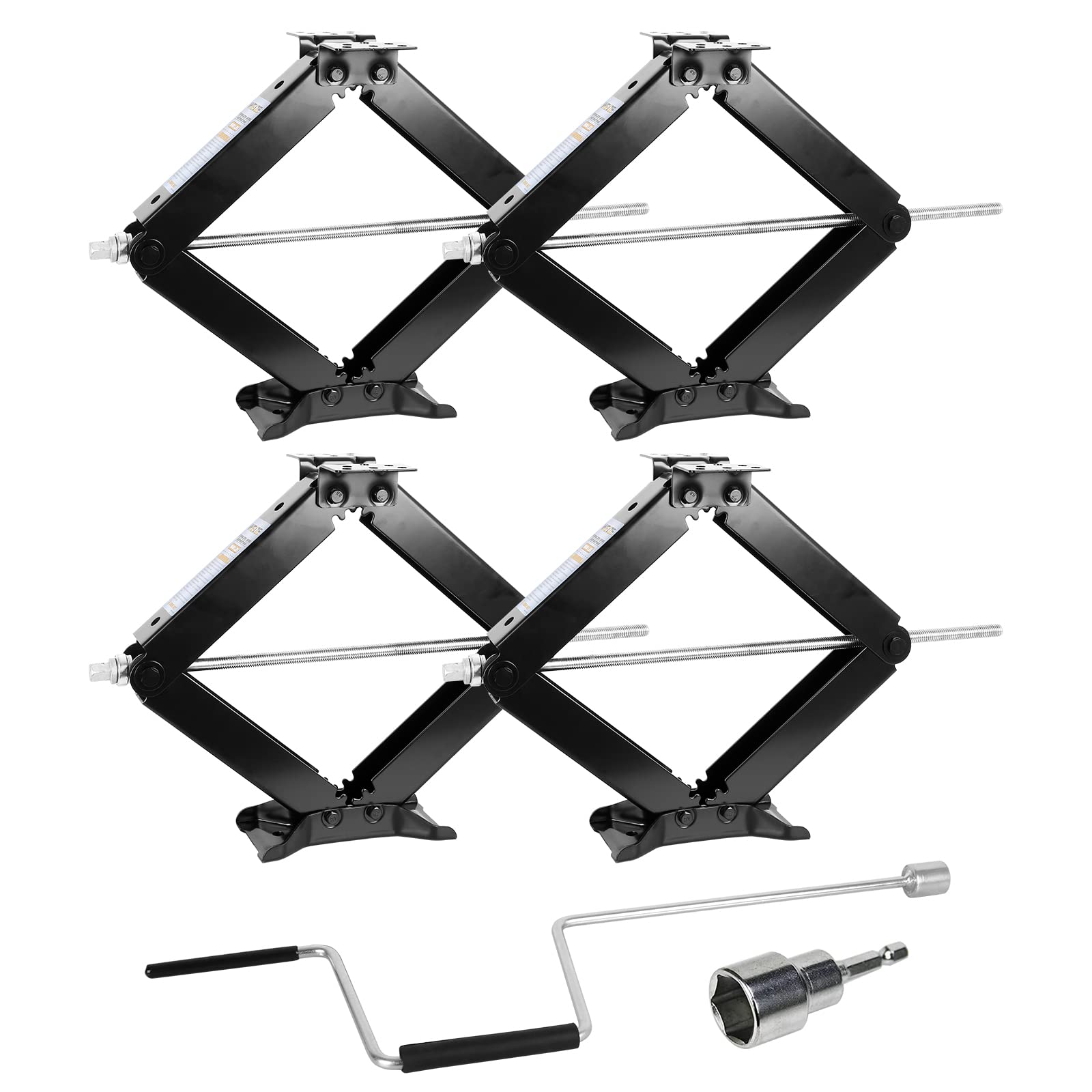 Weize RV Trailer Camper Stabilizer Leveling Scissor Jacks with Handle-24-7500lbs - Set of 4