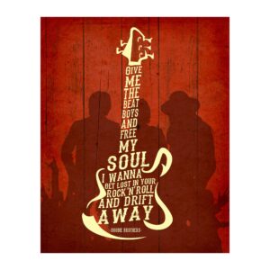 doobie brothers "give me the beat boys" lyric art print - 8x10 unframed guitar rock poster for home, office, bar, man cave and studio decor. great gift for dobie gray fans.
