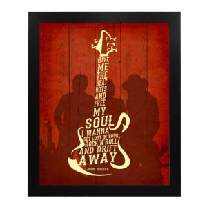 Doobie Brothers "Give Me the Beat Boys" Lyric Art Print - 8x10 Unframed Guitar Rock Poster for Home, Office, Bar, Man Cave and Studio Decor. Great Gift for Dobie Gray Fans.