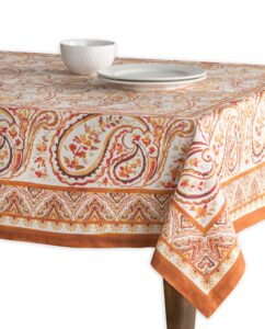 maison d' hermine tablecloth 100% cotton 70"x108" washable rectangle table cover decorative tablecloths, dining, buffet party & camping, palatial paisley - thanksgiving/christmas