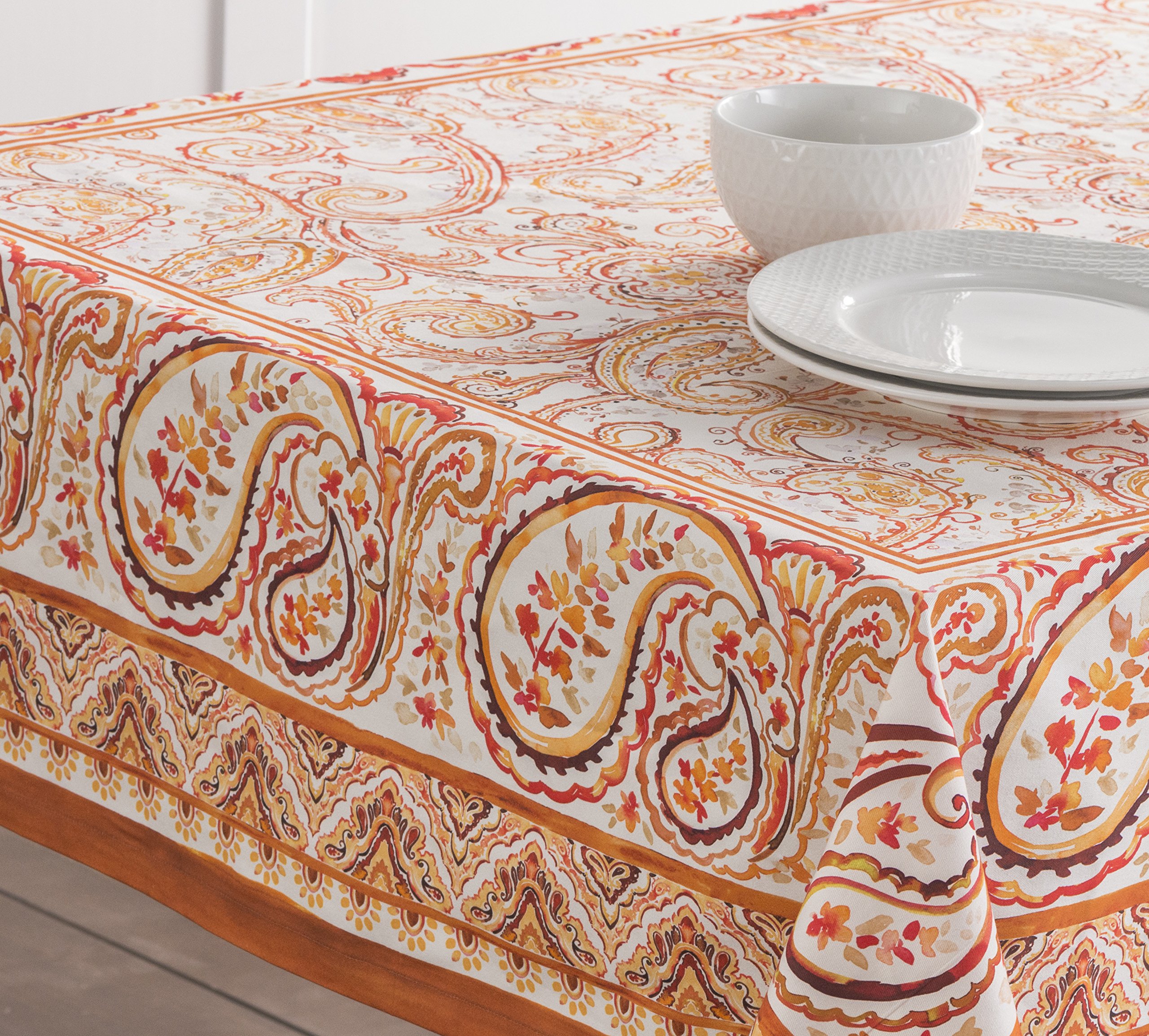 Maison d' Hermine Tablecloth 100% Cotton 70"x108" Washable Rectangle Table Cover Decorative Tablecloths, Dining, Buffet Party & Camping, Palatial Paisley - Thanksgiving/Christmas